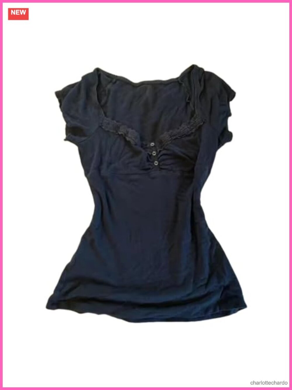 Y2K Lace Bow Coquette Babydoll Top Grunge Emo Crop Tee Women Vintage